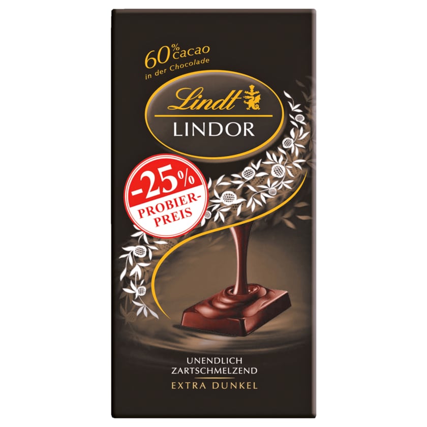 Lindt Lindor Tafel Extra Dunkel 60% Cacao -25% Probierpreis 100g